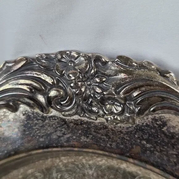 Vintage Reed & Barton Silverplate Serving Platter Burgundy Pattern S2315 Floral Serveware